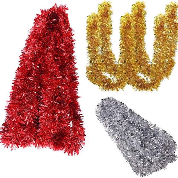 30m metallinen glitterseppele, punainen, hopea, kulta, glitter, joulu