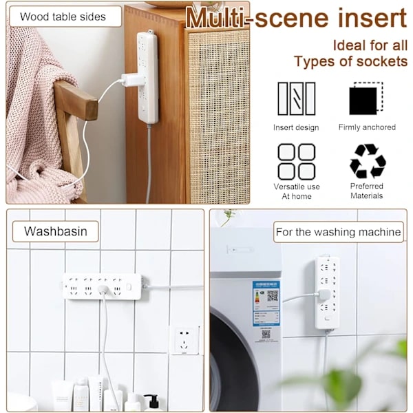 Wall Mounted Power Strip Holder, behone Punch-Free Self-Adhesive Socket
