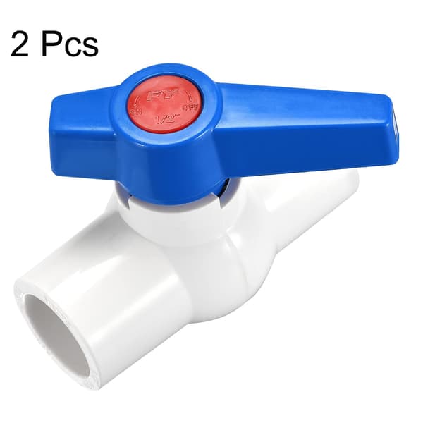 Kugleventil, 20 mm ID PVC-muffe Endestopventil til akvarieinstallation, sumppumpe, pool, havesprinkler Hvid Blå 2 stk.