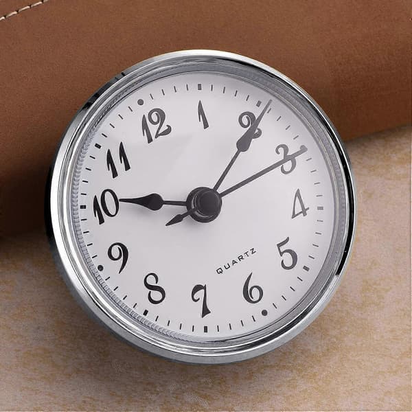 2.8 inch/70 mm Quartz Clock Insert, Gold Rim, Arabic Numerals, Quartz Movement (Silver Rim) [DB]