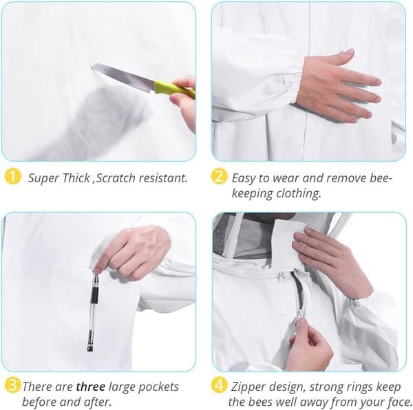 Beekeeping Suit, Bee Veil with Beekeeping Suit Suitable for Beginners and Commercial Beekeepers (XXL)