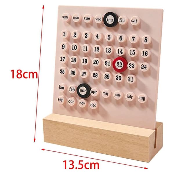Tre skrivebordskalender Evighetskalender Retro Hjem Unike Gaver, Månedsdatovisning, Skrivebordsdekorasjoner for kontor, Rosa