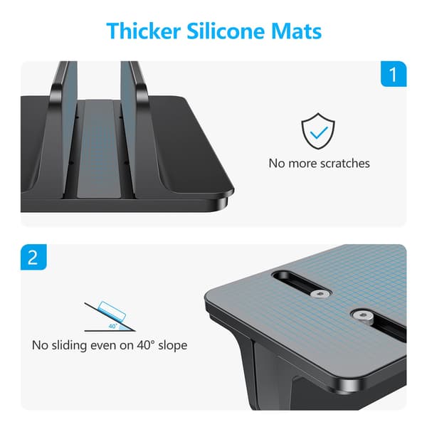 Lodret Laptop Stand Justerbar, Aluminium MacBook Stand Sort