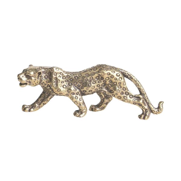 2025 Messing Leopard Panter Statue, Dyrefigur for Hjemmekontor Skrivebordsdekor, Søt Skulptur Gave (FMY)