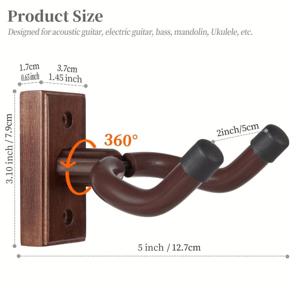 Väggmonterad gitarrhållare i massivt trä, robust display för akustiska elgitarrer 1 st 1 pc