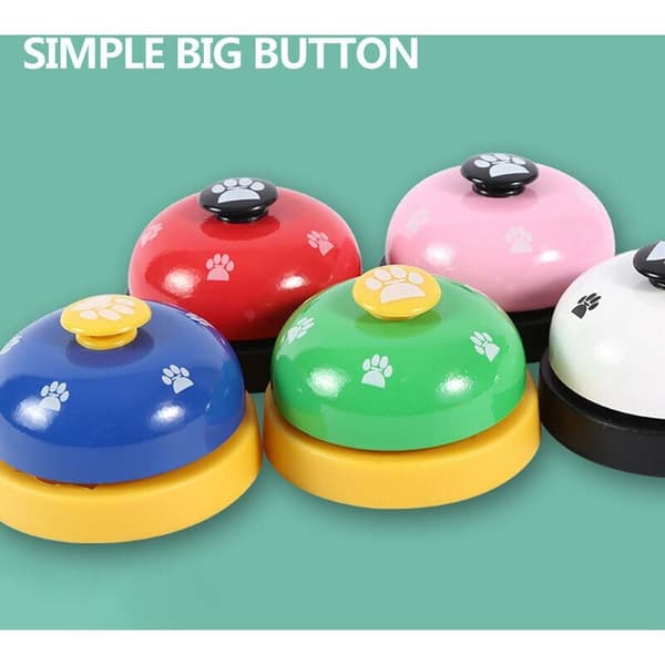 Dog Training Bell with Paw Print, Yellow and Pink