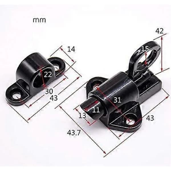 Sliding Cylinder Lock, 1 Black Aluminum Alloy Hasp, Small Thick Spring Security Hasp for Bathroom Door