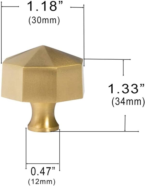 Solid Brass Knobs, Beautiful Brushed Gold Kitchen Knobs, Modern European Style Dresser Drawer Pulls 8-Pack Diameter: 1.18\" 30mm