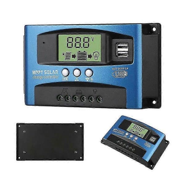 MPPT solcelleladeregulator 100A 80A 60A 50A 40A 30A Dobbelt USB LCD-skærm 12V 24V