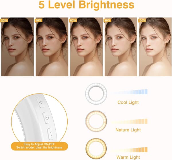 1 stk oppladbar 60 LED Selfie Ringlampe for telefon, laptop,