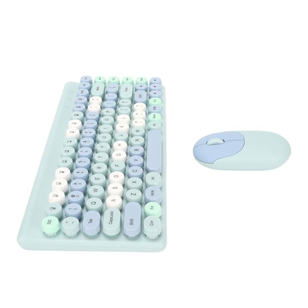 Wireless Keyboard and Mouse Combo 2.4GHz Wireless Mouse 86 Keys Colorful Keyboard Set with USB Receiver Blue