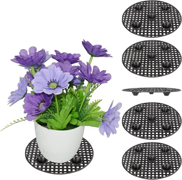 6-pak plantefade, kraftige 30 cm runde pottebakker i sort [JUN]