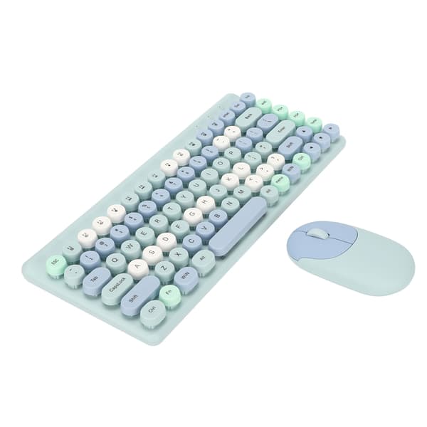 Wireless Keyboard and Mouse Combo 2.4GHz Wireless Mouse 86 Keys Colorful Keyboard Set with USB Receiver Blue