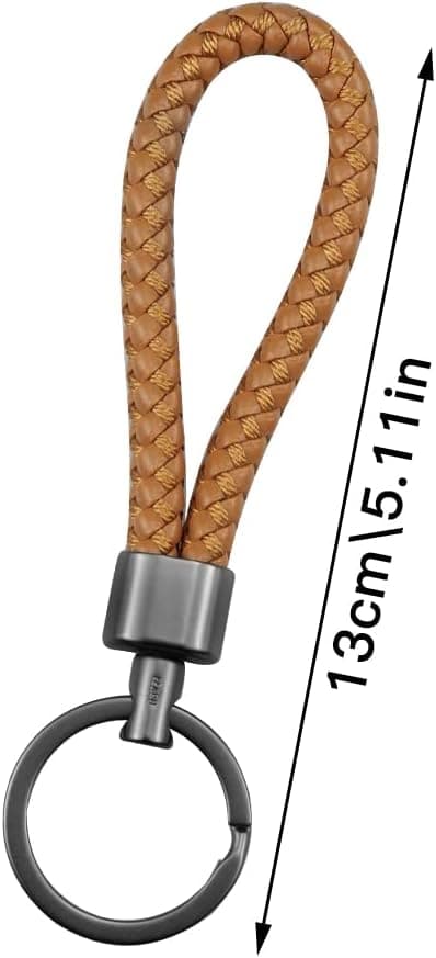 2-delad flätad lädernyckelring, PU-nyckelring bil Porte Clef Wom