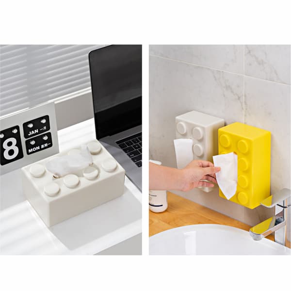 Black Wooden Tissue Box, Rectangular Tissue Box, Building Block Tissue Box with Pull-Out Bottom, Cute Home Decor for Bathroom Living Room