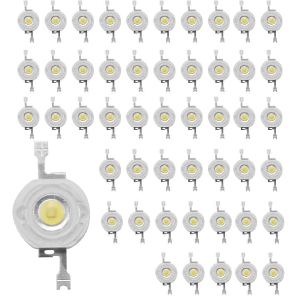 50 stk 1W Dioder Høy Effekt Kald Hvit LED Perler 1 Watt Lampe Chip 3V-3.4V
