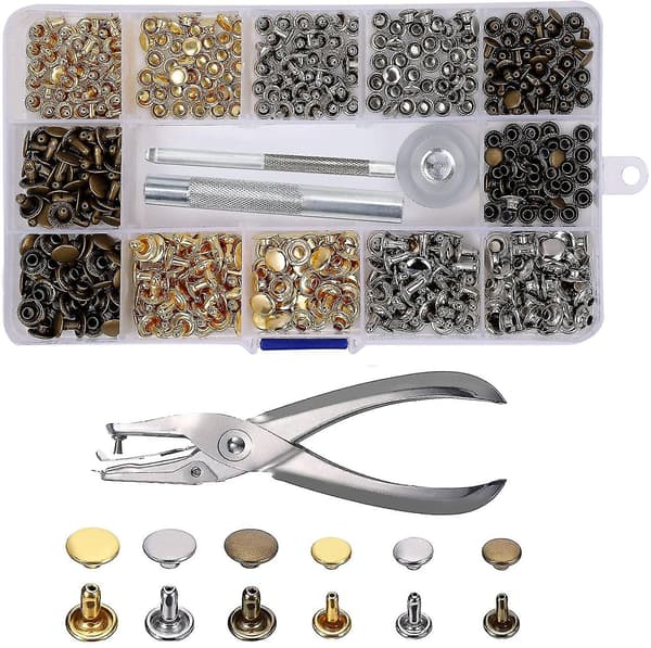 Leather Rivet 240 Set 2 Sizes Double Cap Rivets Tubular Metal Rivets