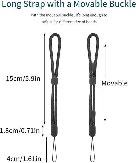 6 Wrist Straps, Adjustable Nylon Wrist Straps, Mobile Phone Wrist Strap (Black)