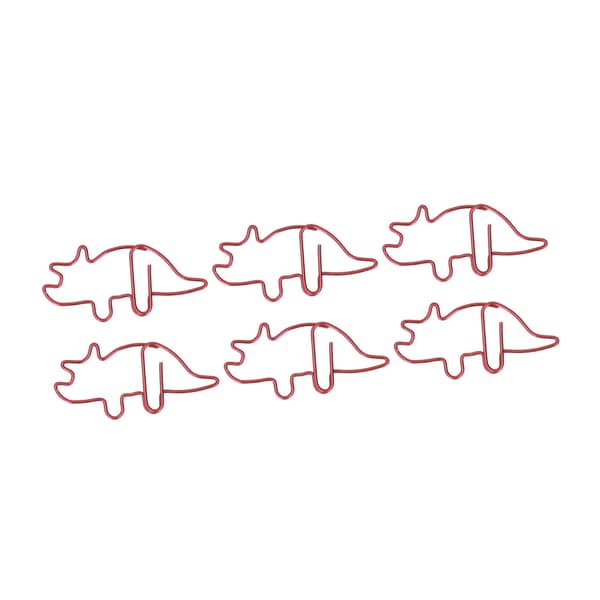 100 stk. formede papirclips Røde Triceratops-formede metalgalvaniseringsproces Lette bærbare kontorclips til dokumenter