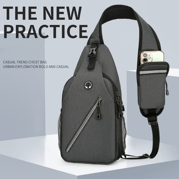 Multifunktionel Crossbody-skuldertaske til mænd Mørkegrå Mørkegrå DarkGrey