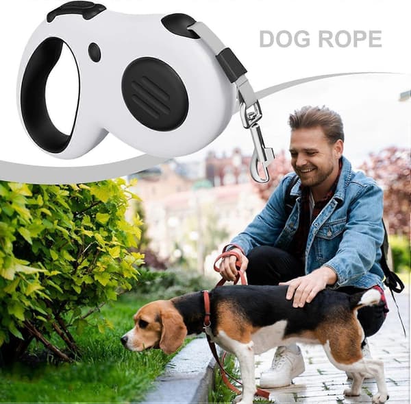 Infällbart hundkoppel 4,8 m Automatiskt elastiskt valpkoppel justerbart för trädgård eller resor, smidig förvaring