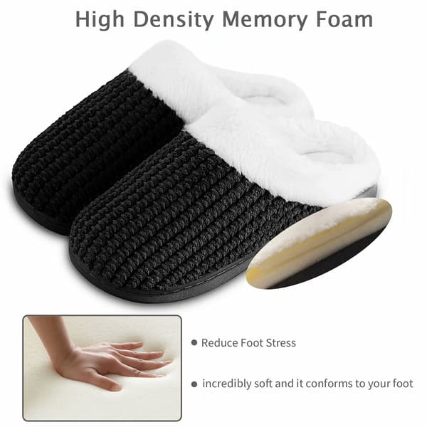 Tofflor Dam Anti-Slip Varma Memory Foam Hemskor Bekväma Bomullstofflor Hem Sovrumsskor Inomhus och Utomhus (Svart)