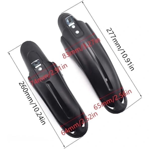 Bicycle Mudguard Set Universal Full Coverage PVC Adjustable Front and Rear Fenders for 12-20 Inch Kids' Bikes Black