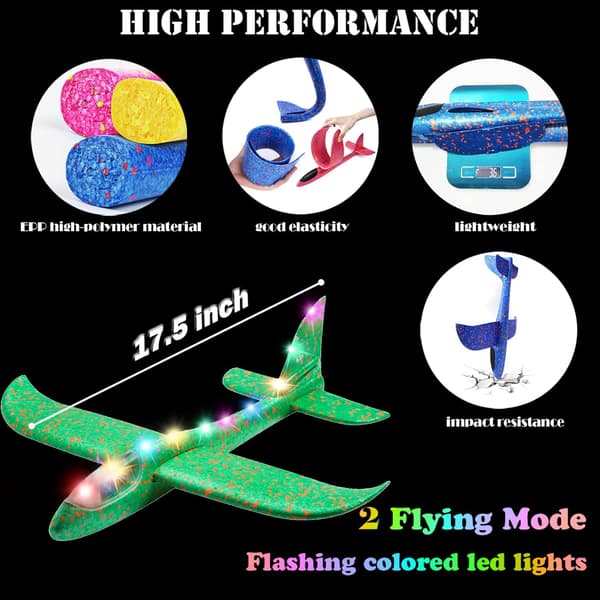 2 stk. blinkende lysende svævefly, 2 flyvetilstande, aerobatiske S