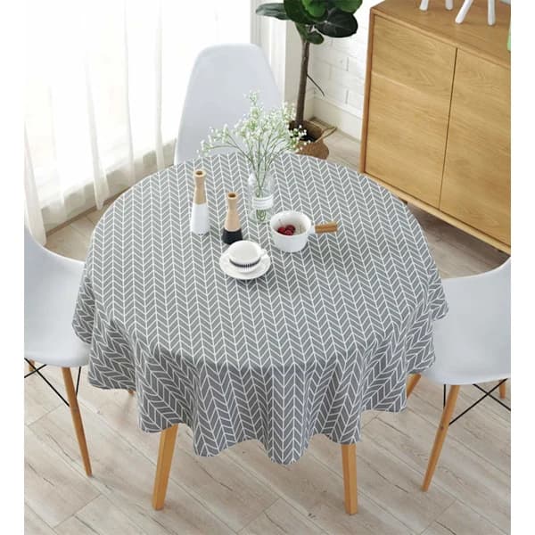 Cotton Linen Round Tablecloth, Dustproof, Stain Resistant for Home, Kitchen, Dining Table, Decor, Grey 120cm grey 120cm