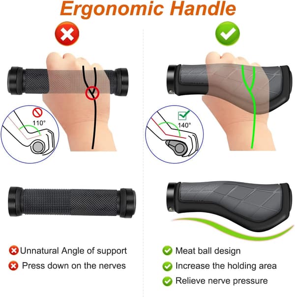 (22 mm) Non-slip rubber bicycle grips, ergonomic bicycle grips
