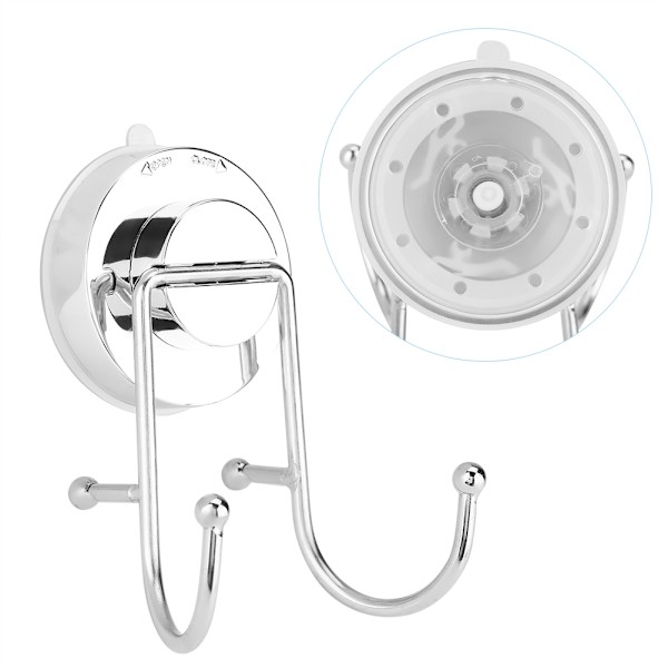 Kitchen Bathroom Stainless Steel ABS Strong Suction Cup Double Hanger Wall Hook Suction Cup