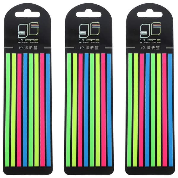 3 æsker med farvede notesblokke, fluorescerende sidemarkører, professionelle markeringsstrimler