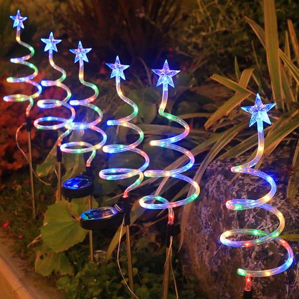 Nyhet Julgran Spiral Stake Light - Batteridrivna Trädgårdsdekorationer - Set med 3 (Multifärgad)