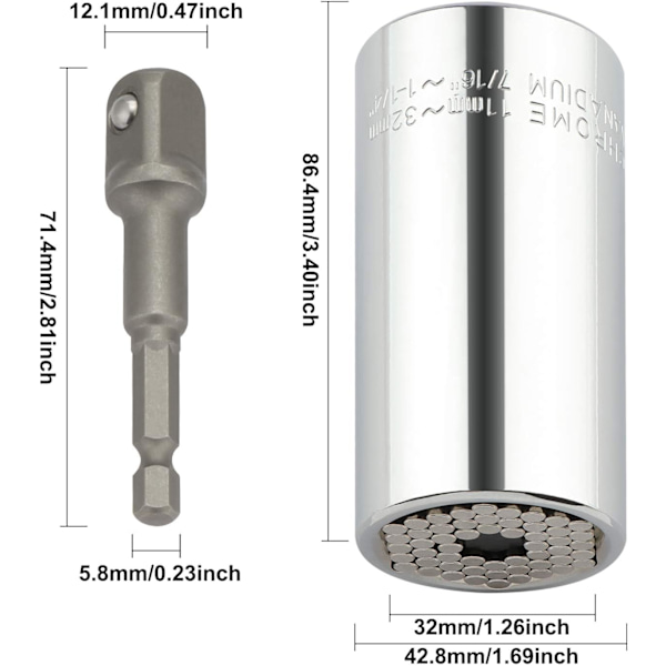 /#/11-32 mm multifunktionsstikdåse med forlængerstangsadapter/#/