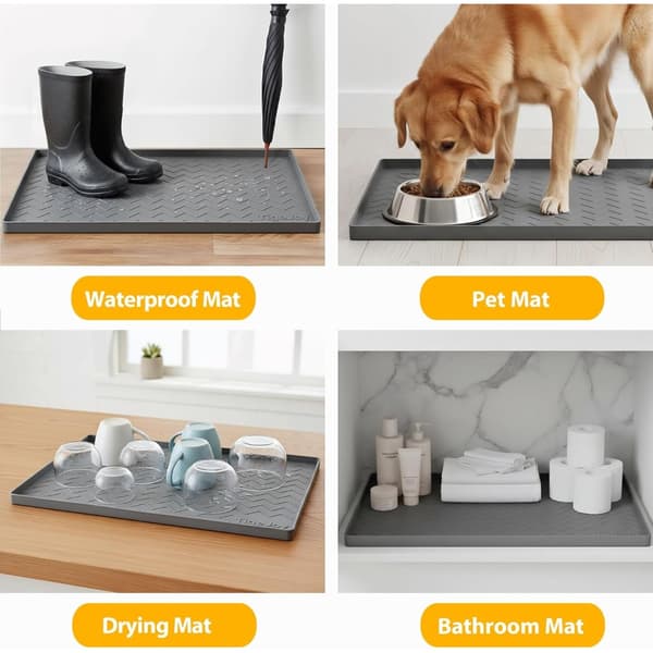 Silicone mat with honeycomb structure 28x22inch (700mmx560mm) Grey, non-slip draining and heat-resistant sink protector