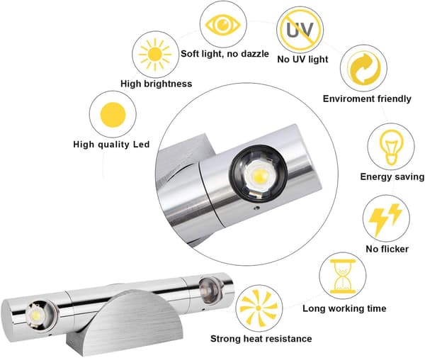 Vegglampe innendørs 2 LED 6W Moderne Opp Ned 360 Grader Roterbar