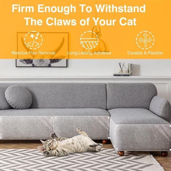 12-pack Scratch Protector / Sofa Protector for Scratch Marks with 50 Pins - Furniture Protector and Protective Mat for Cat Claws