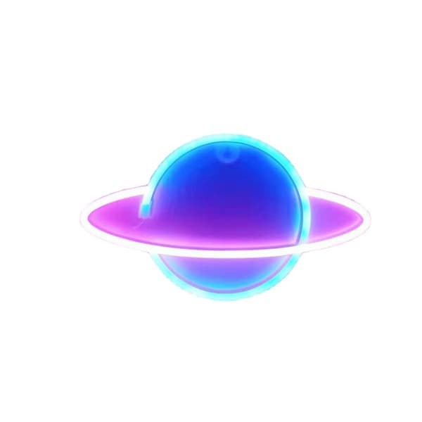 Planet Neonlys, LED Planet Nattlampe for Barnegaver