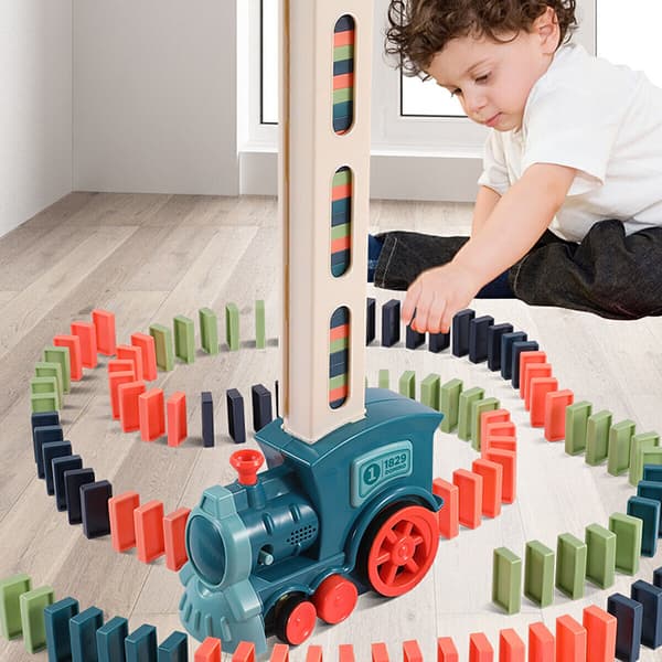 Electric Domino Train Toy Set with 120 Blocks Automatic Action-FX-