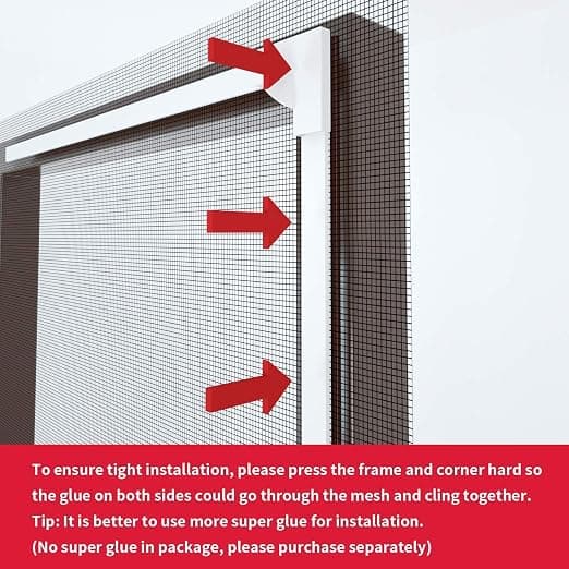 Justerbar DIY magnetisk vindusflueskjerm (hvit ramme og grå)