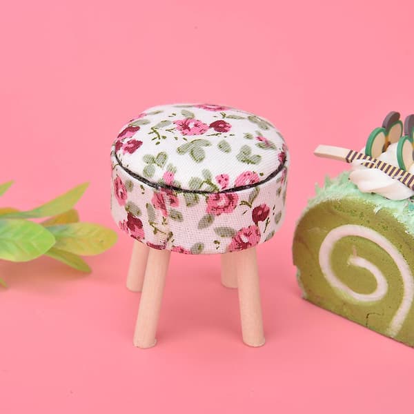 1:12 Dukkehus Tilbehør Dukkehus Miniatyr Møbler Stoff Tre Firebent Krakk (Hvit)