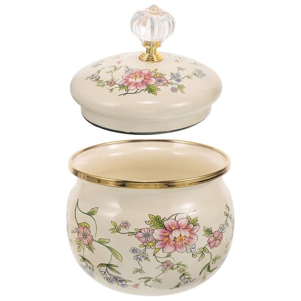 Enamel Storage Jar for Kitchen, Snacks, Versatile Candy, Cookie, and Spice Jar, Floral Jar