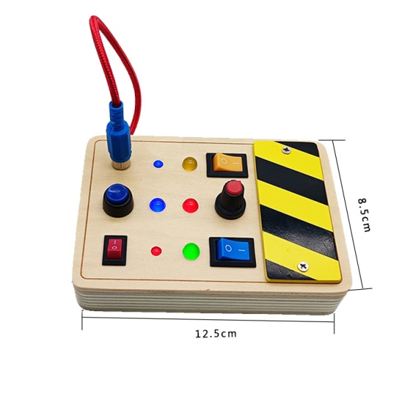 1 stycke trä Montessori busy board krets LED switch upptagen