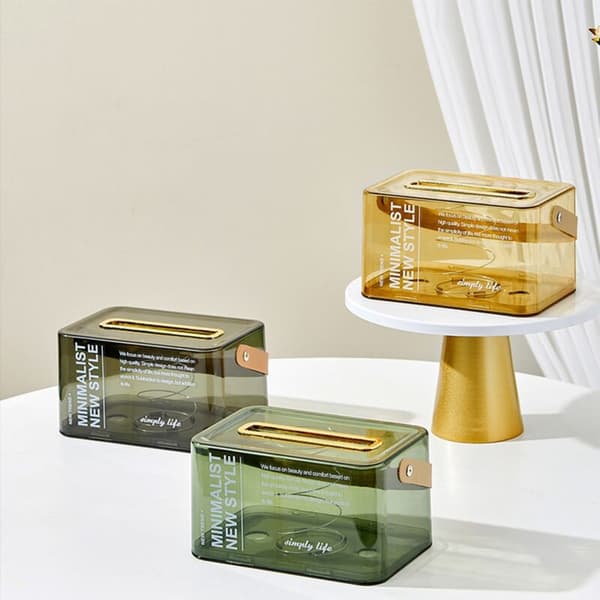 Tissue Box Transparent Desktop Tissue Box Pumping Paper Storage Box Living Room Dining Room Black