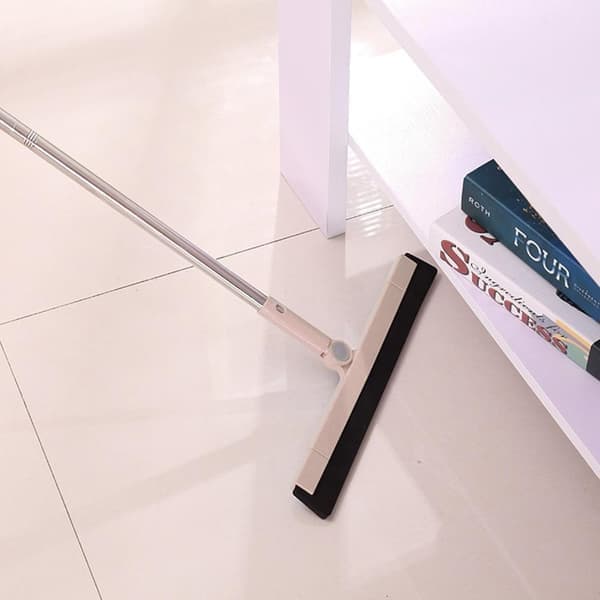 Squeegee with telescopic handle, rotatable for wet/dry use – Beige – 95 cm