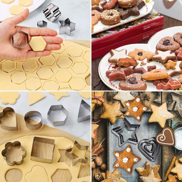 24 st Mini Cookie Cutters Set med Låda, Små Frukt Grönsaks Mini Polymerlera Formar i Rostfritt Stål