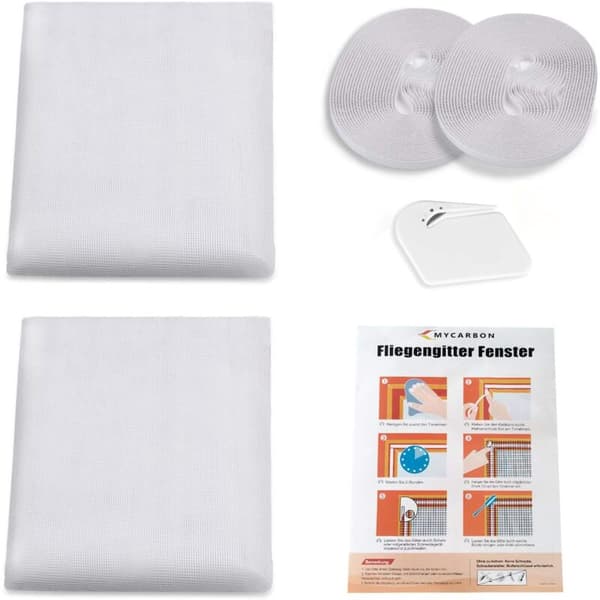 Mosquito Net Window Screen 150cm x 180cm 2-pack Fine Mesh with Adhesive Strip No Drilling Required Anti-Insect