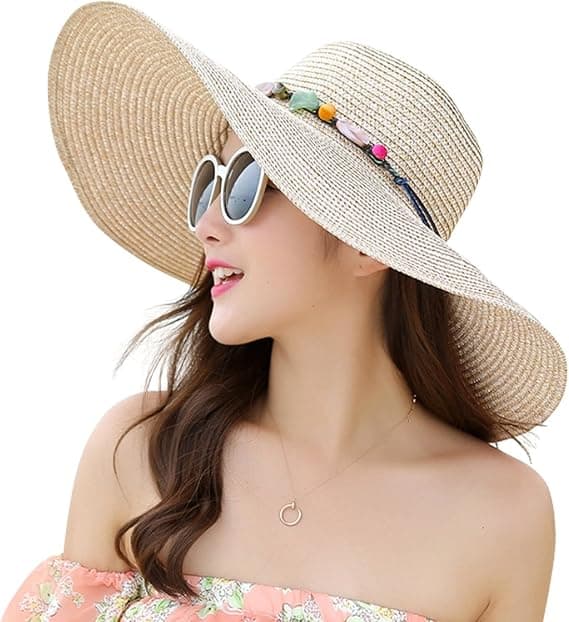 Dame Bredskygget Halmhat Floppy Foldbar Rulbar Kasket Strand Solhat