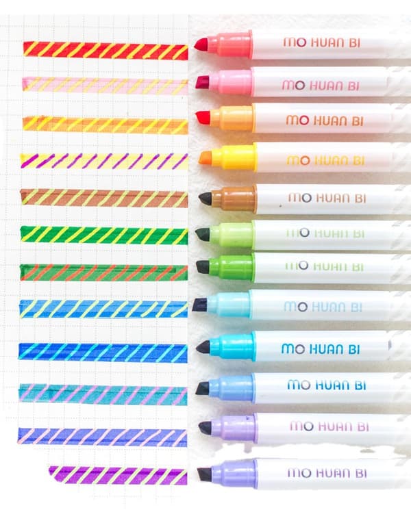 12-pack magiska färgpennor med färgförändrande highlighter