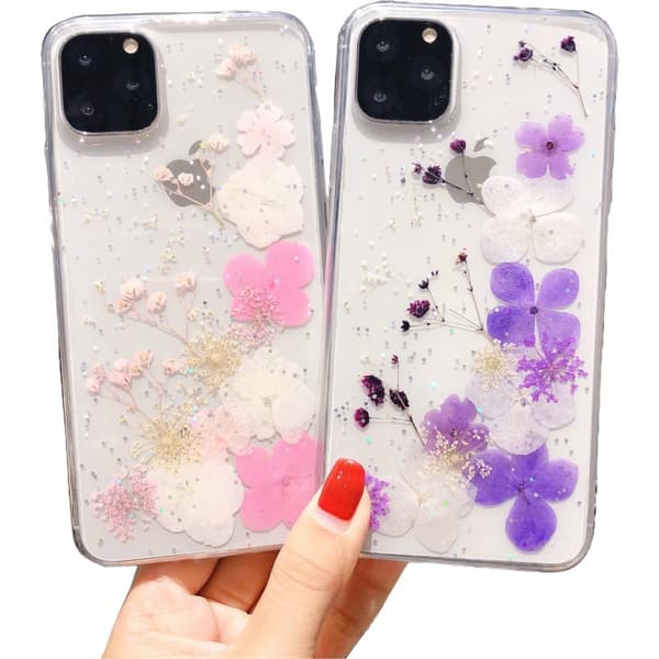 2 stk. Passer til iPhone 13 Pro Max Lim Tørket Blomst Udødelig